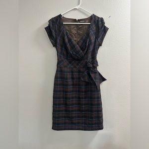 Allen B brown and blue plaid mini dress